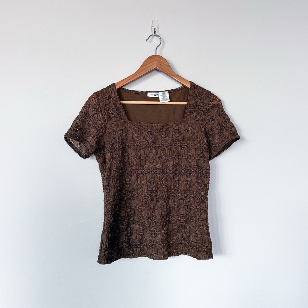 Vintage Brown Textured Blouse